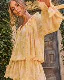 Garden Story Floral Bubble Hem Mini Dress