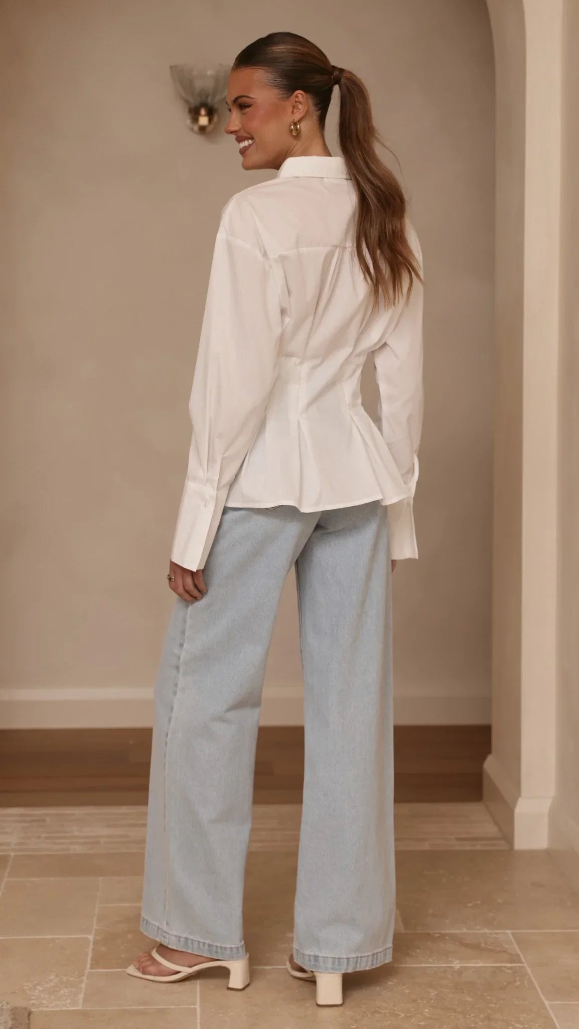 Riley Long Sleeve Top White