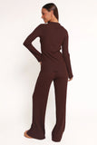 Aylia Ribbed Knit Set Chocolate