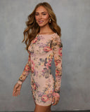 Free Falling Floral Mesh Mini Dress