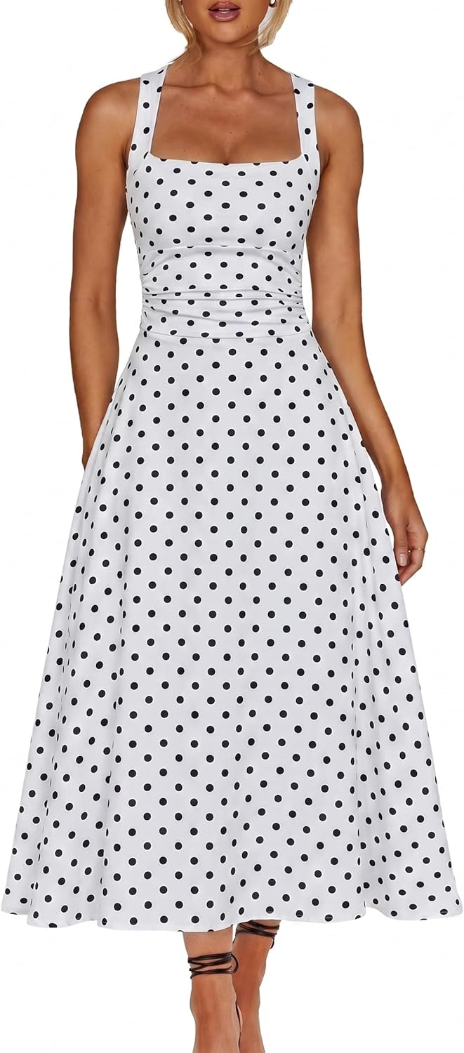 A Line Maxi Dress Ruffle Ruched Waist Flowy Long Dresses