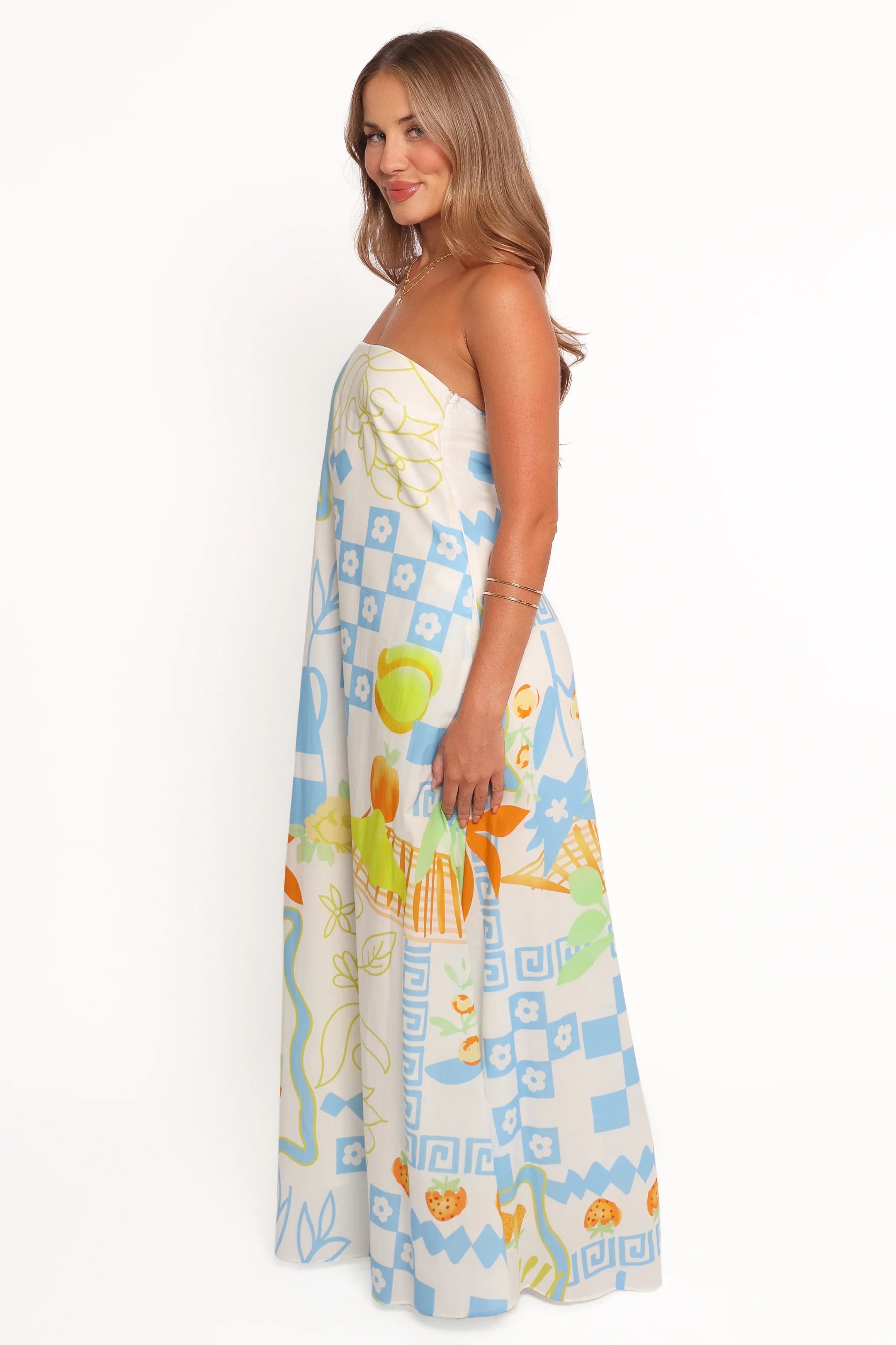 Kaelani Strapless Maxi Dress Multi Print
