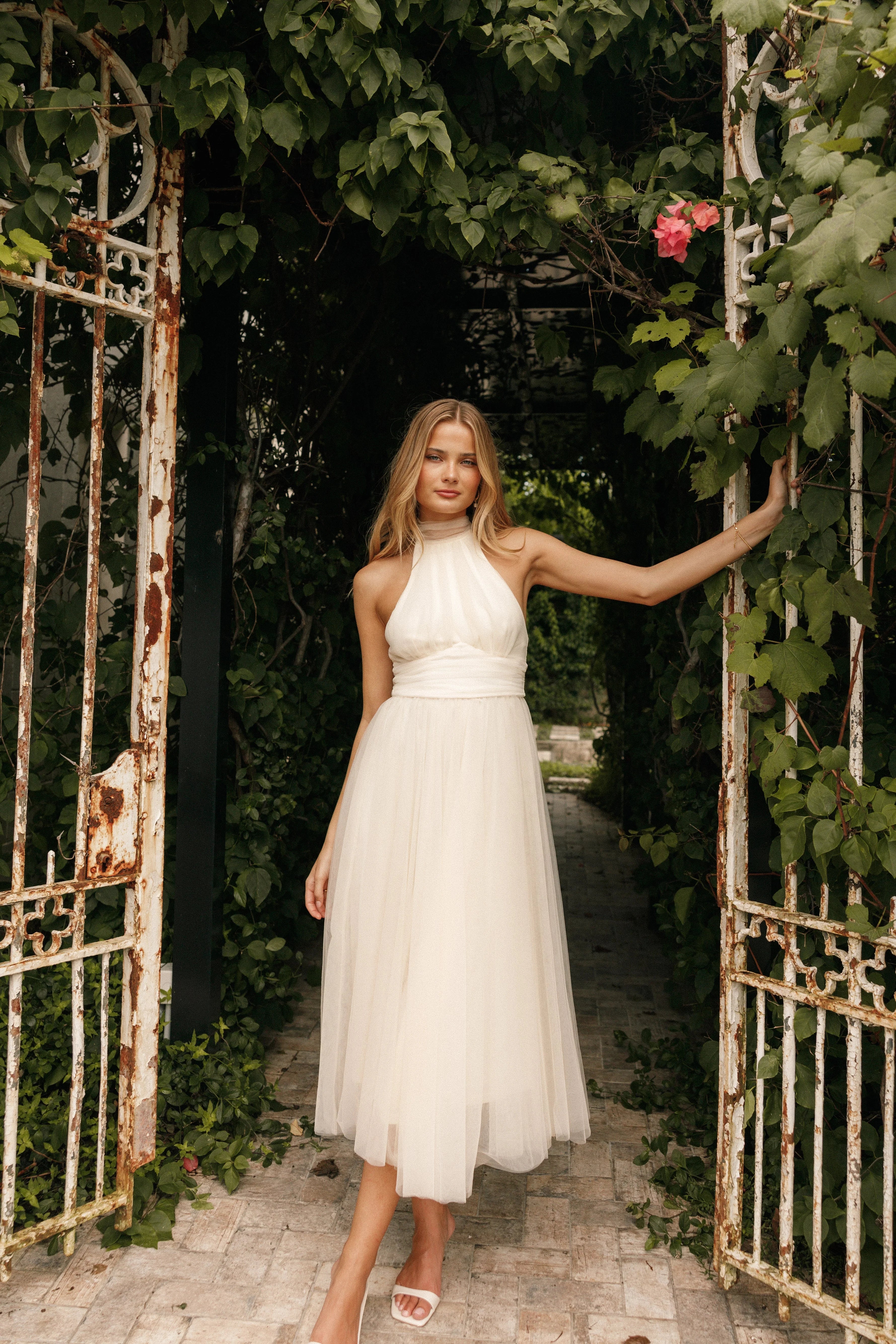 Aletta Halterneck Midi Dress Cream