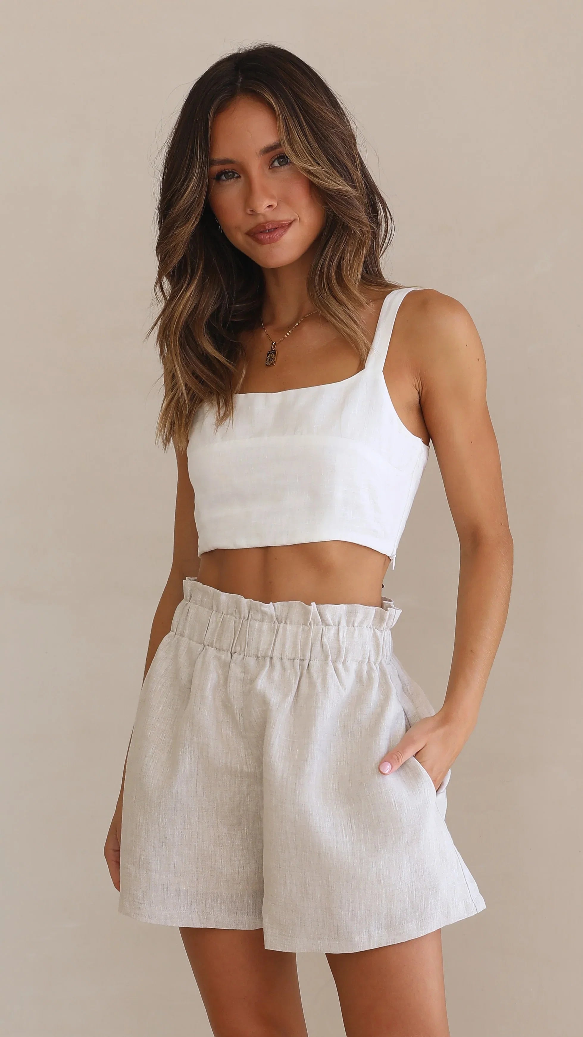 Leila Shorts Oatmeal