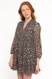 Jinny Long Sleeve Mini Dress Dark Green Multi