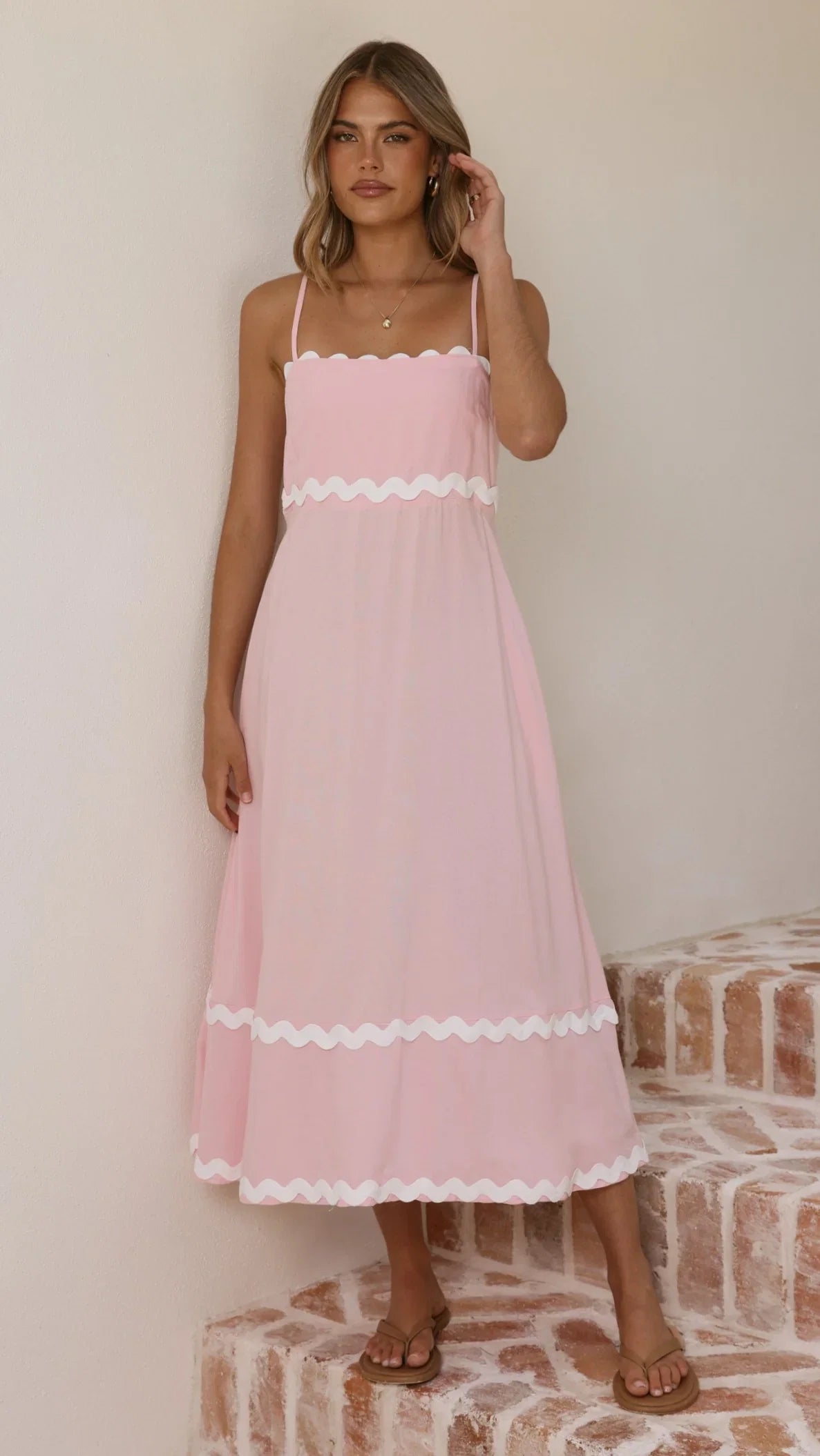 Seraphina Maxi Dress Pink White