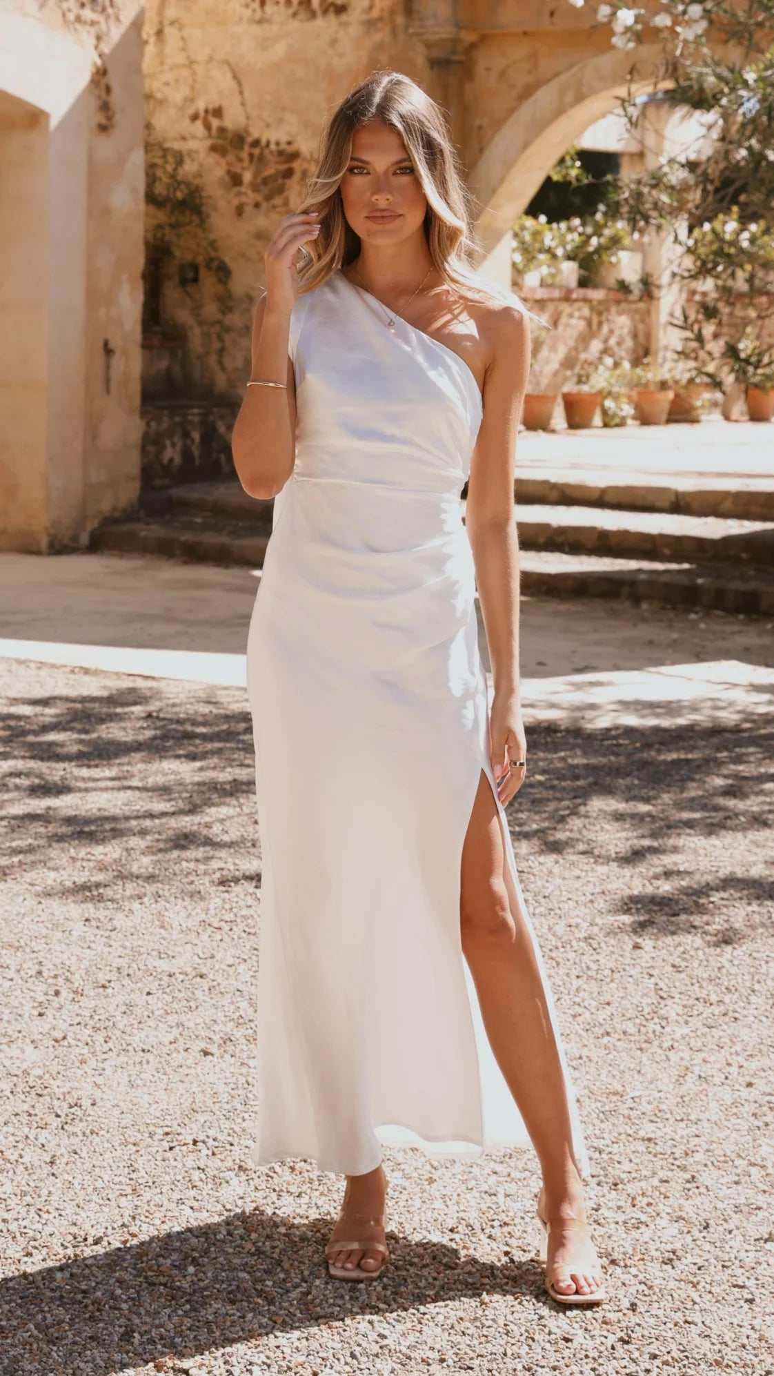 Halle One Shoulder Maxi Dress Ivory