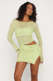 Fall Into Me Long Sleeve Mini Dress Matcha