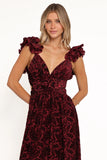 Harmony Maxi Dress Burgundy Metallic Floral