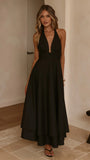 Kathy Halter Neck Maxi Dress Black