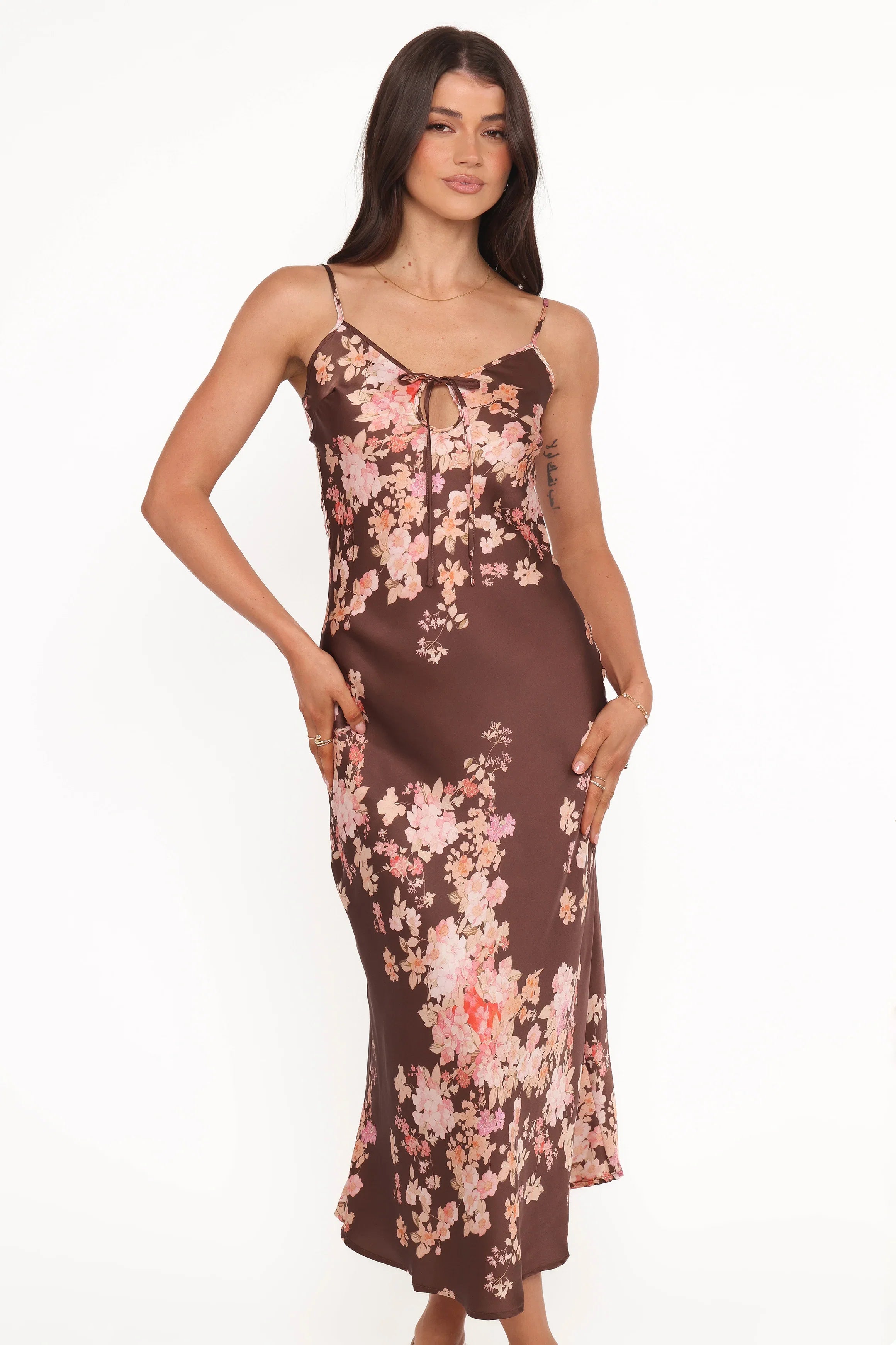 Jamila Midi Dress Brown Floral
