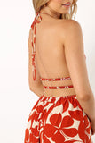 Maha Halterneck Maxi Dress Tan Floral