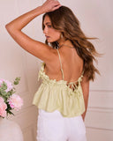 Feminine Glow Ruched Ruffle Tank Top