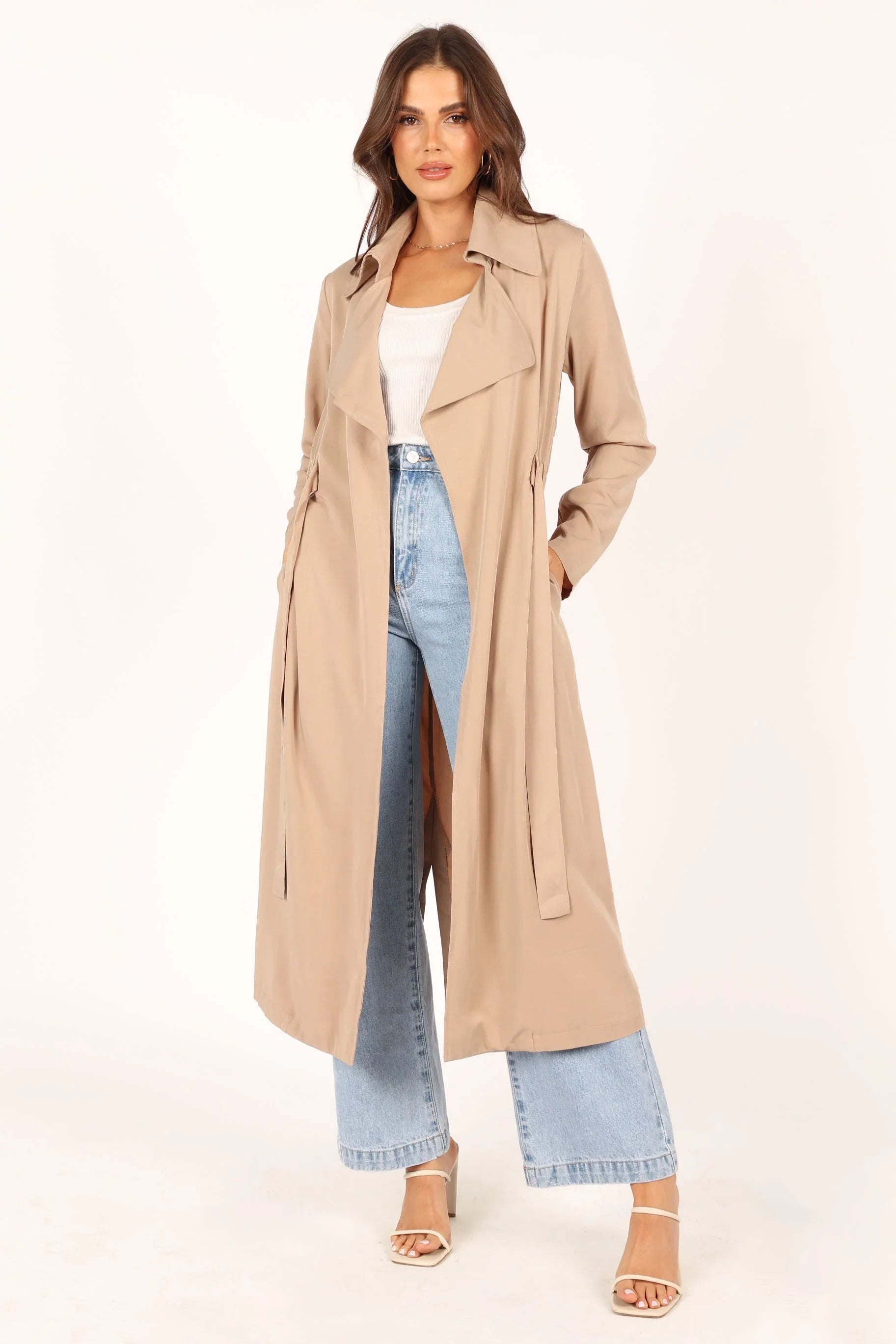 Robyn Tie Front Trench Coat Beige