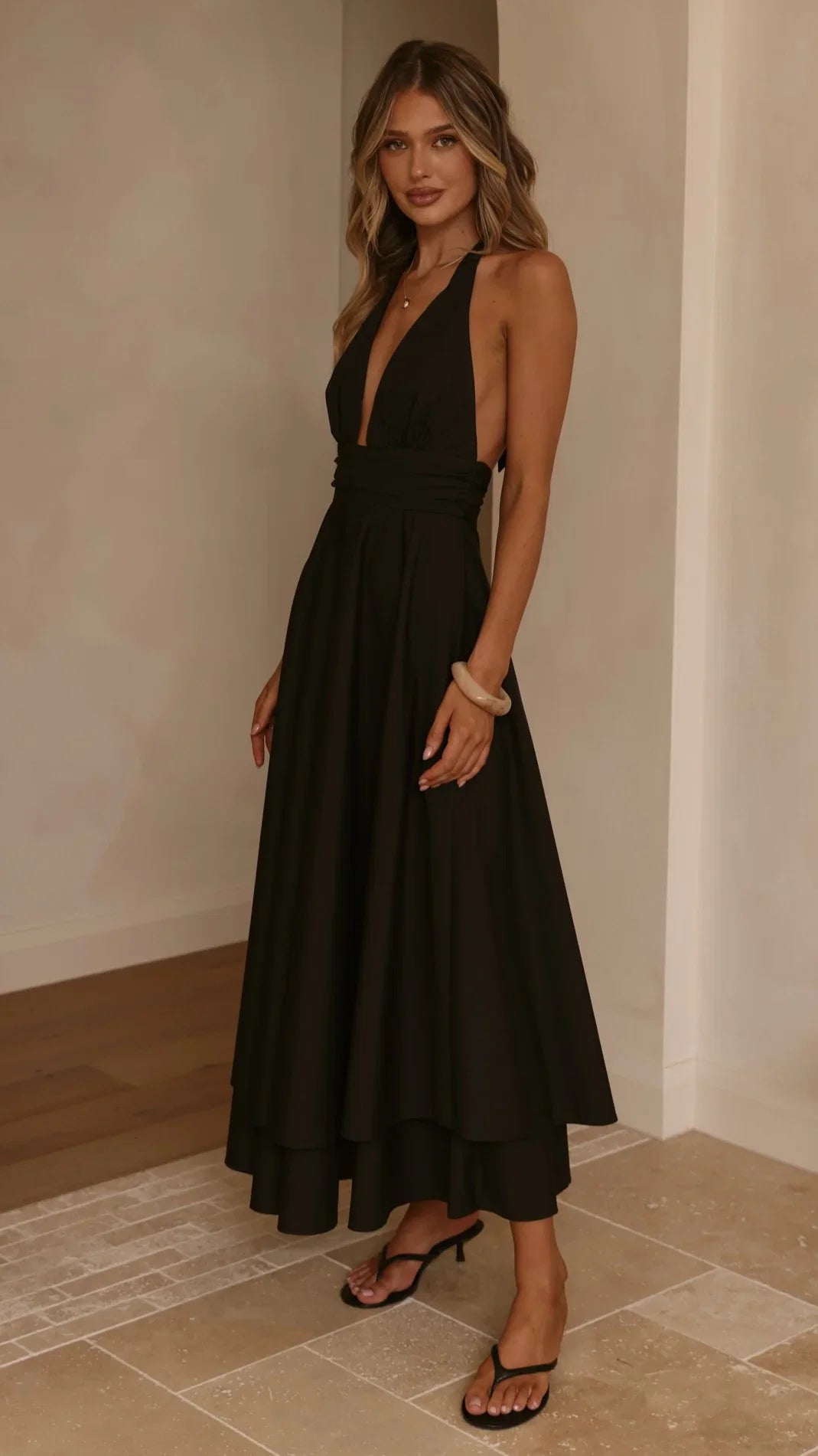 Kathy Halter Neck Maxi Dress Black