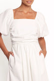 Clo Puff Sleeve Midi Dress White