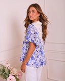 Ulla Floral Contrast Bib Button Down Top