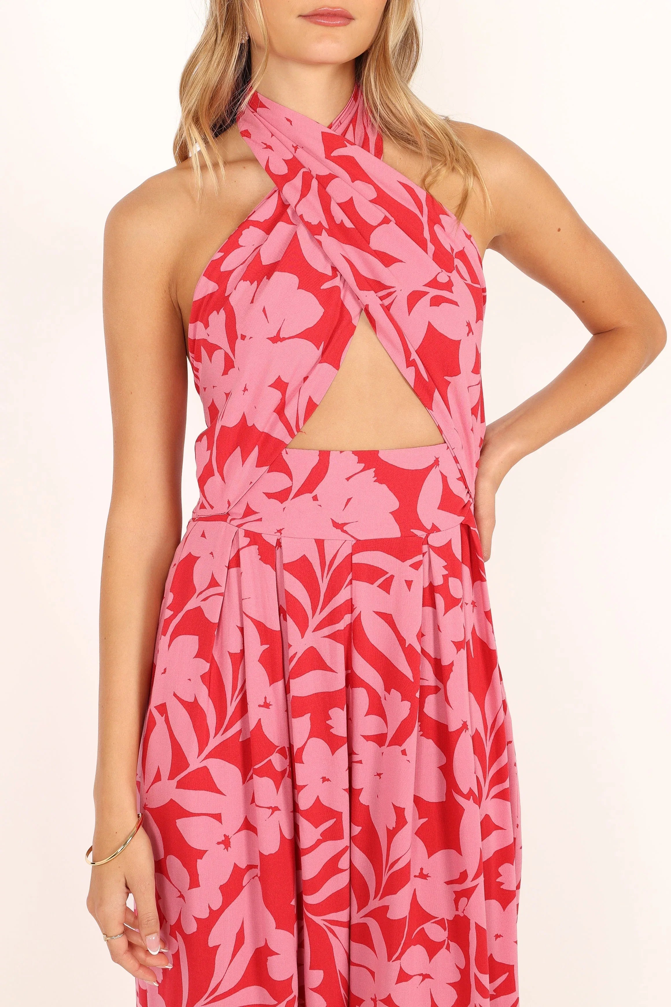 LeLe Halter Jumpsuit Red Pink