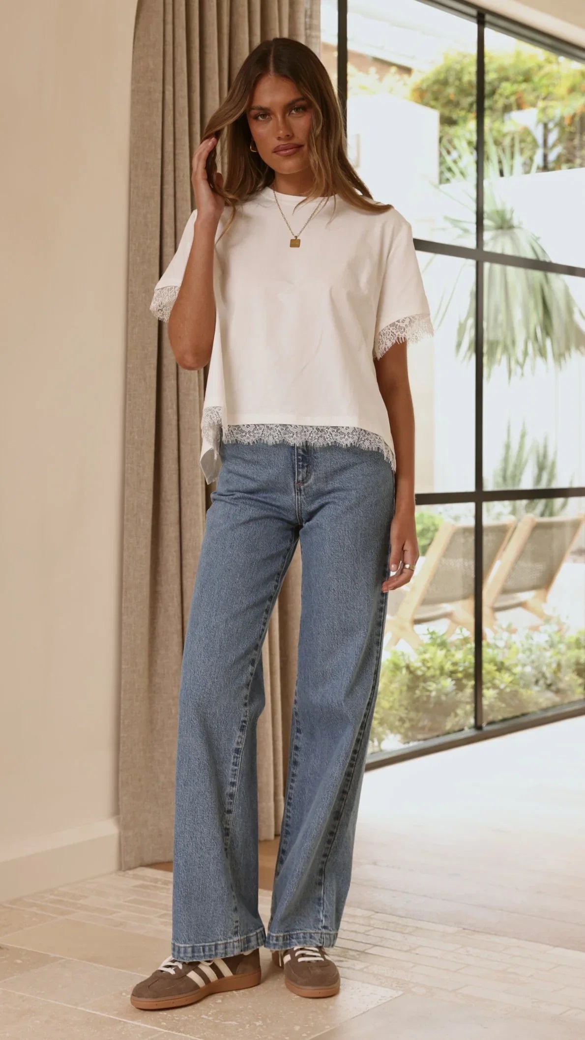 Clare Lace Back T Shirt White
