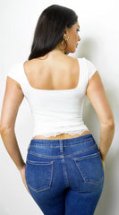 Solace Lace Trim Cap Sleeve Top White