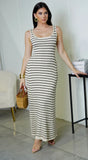 Ulrika Stripe Tank Maxi Dress Beige