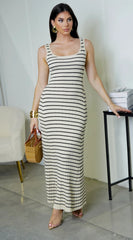 Ulrika Stripe Tank Maxi Dress Beige