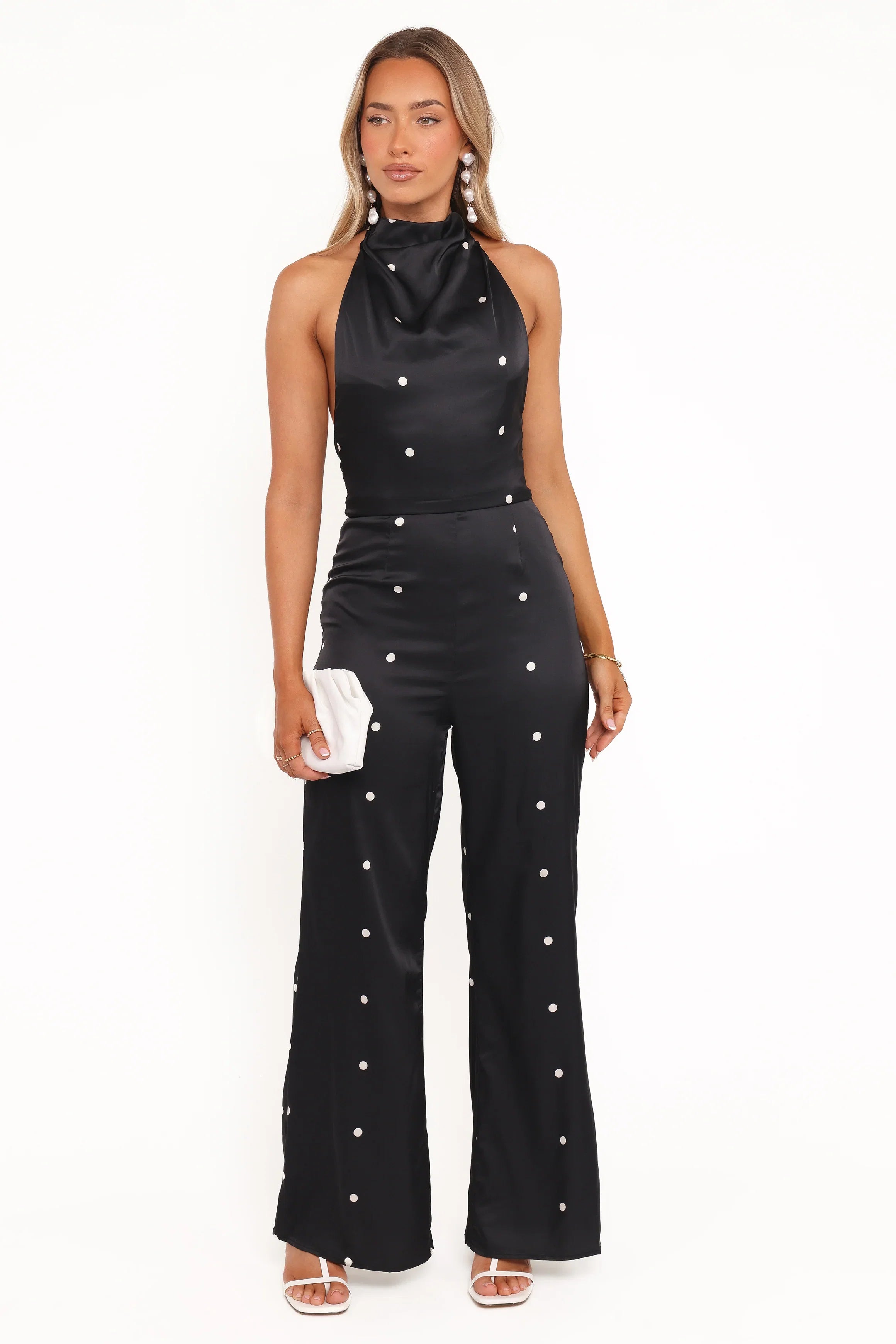 Bentley Halterneck Jumpsuit Black Polka Dot