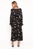 Pauline Long Sleeve Maxi Dress Black Floral