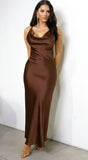 Lustra Satin Maxi Dress Brown