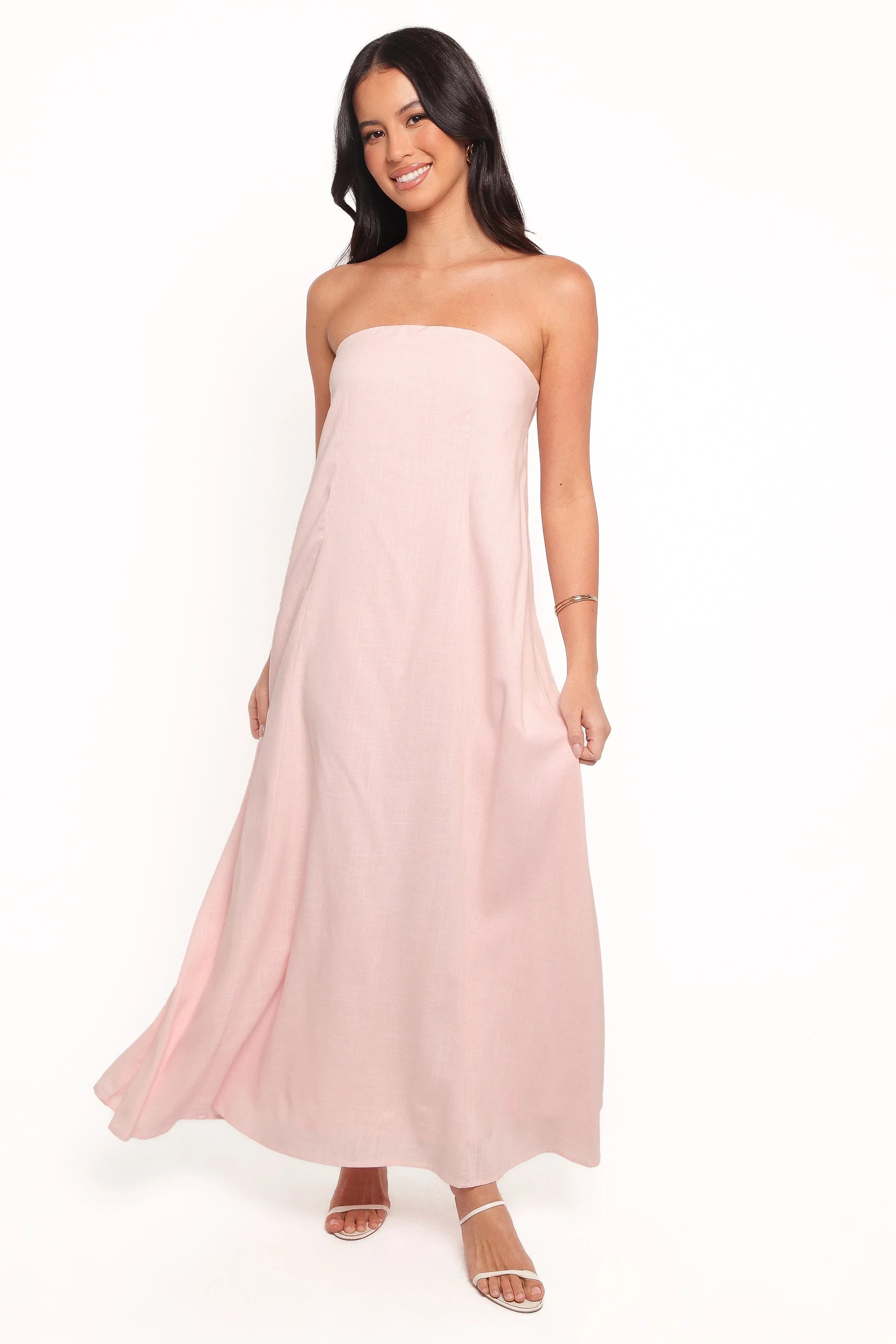 Bethany Strapless Midi Dress Rosewater