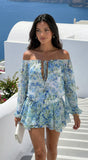 Cyrene Floral Off Shoulder Mini Dress Floral Green