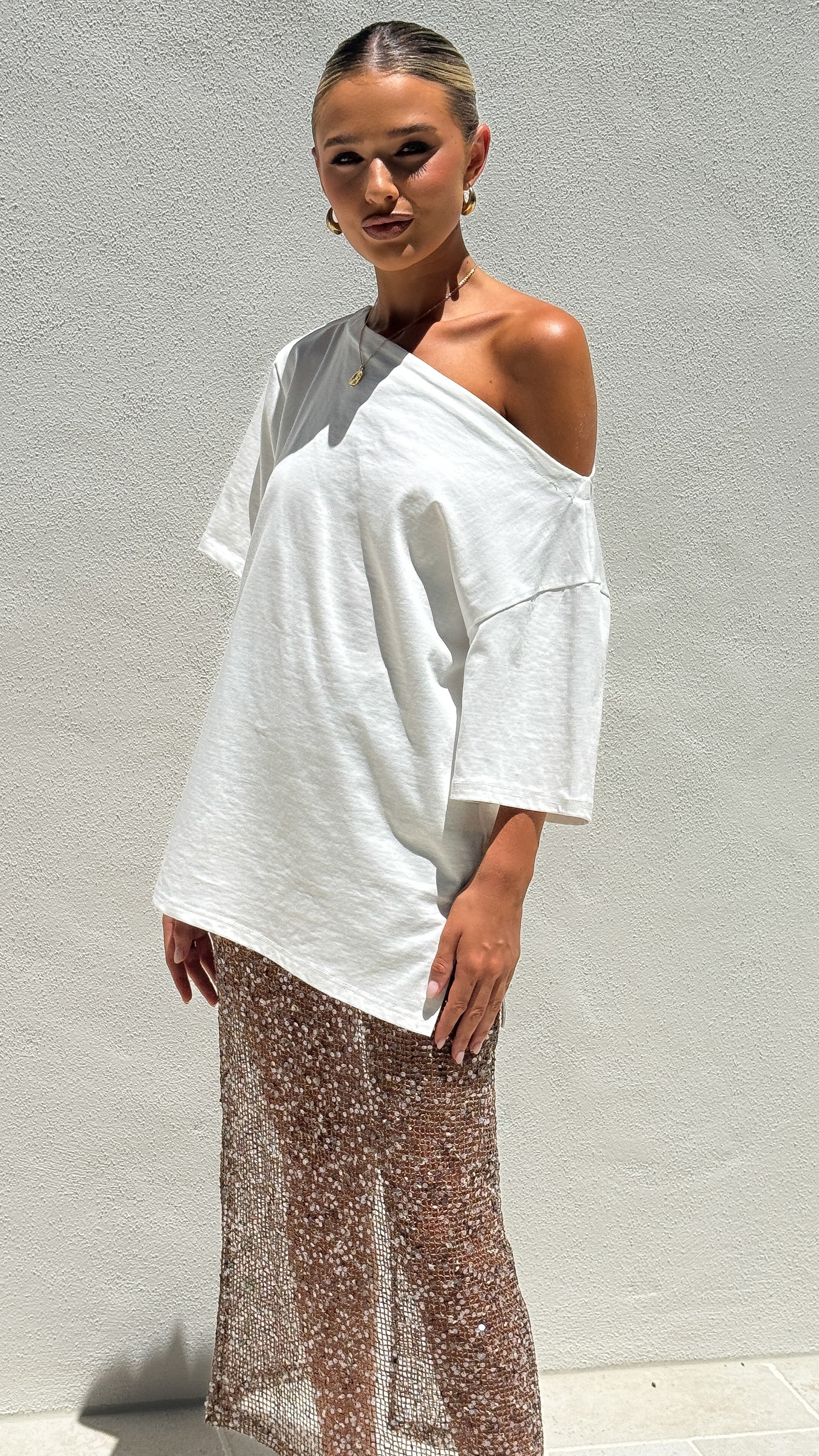 Verlo Sequins Maxi Skirt Mocha