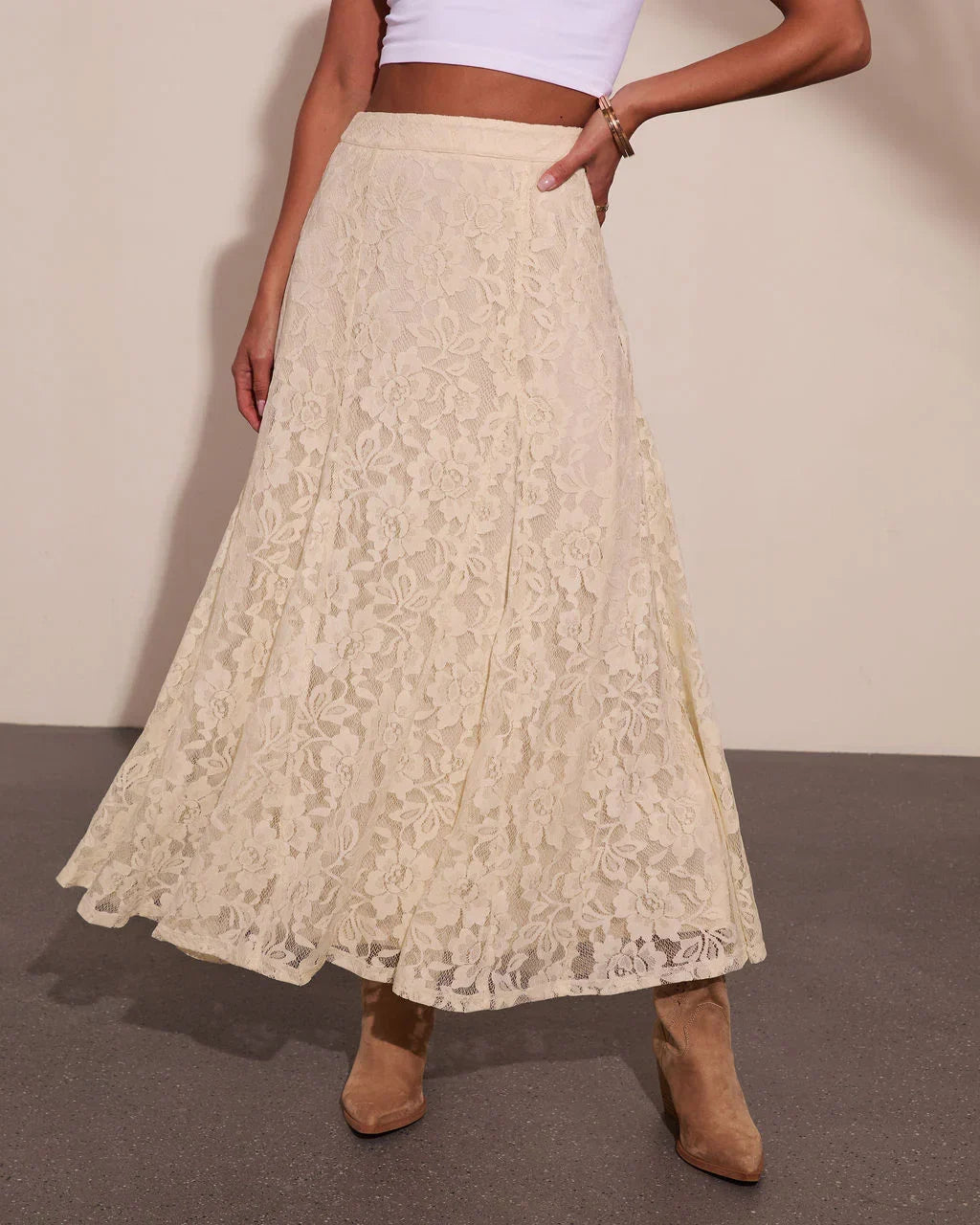 Prairie Spell Floral Lace Maxi Skirt
