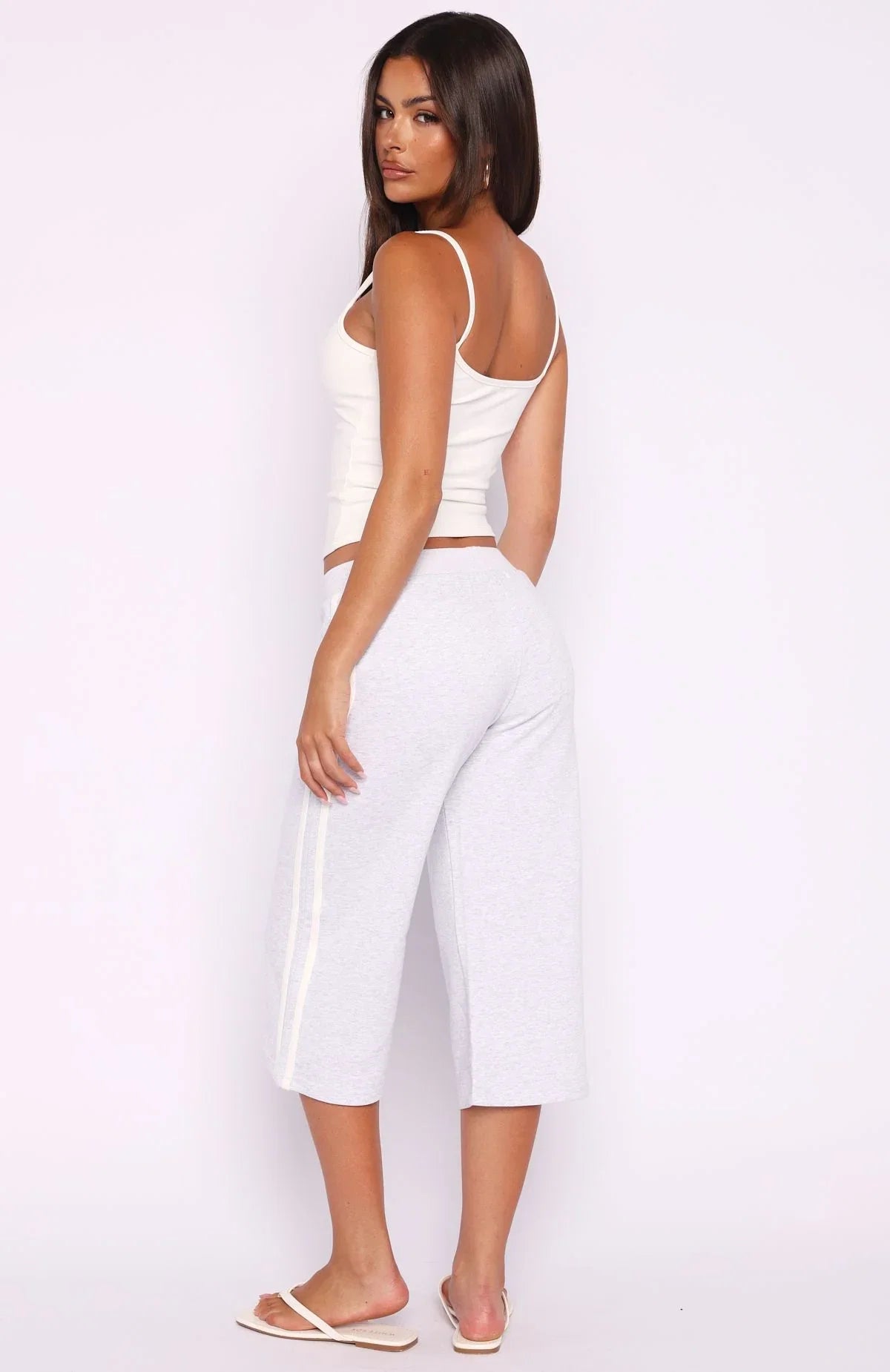Stuck In A Daze Capri Track Pants Grey Marle