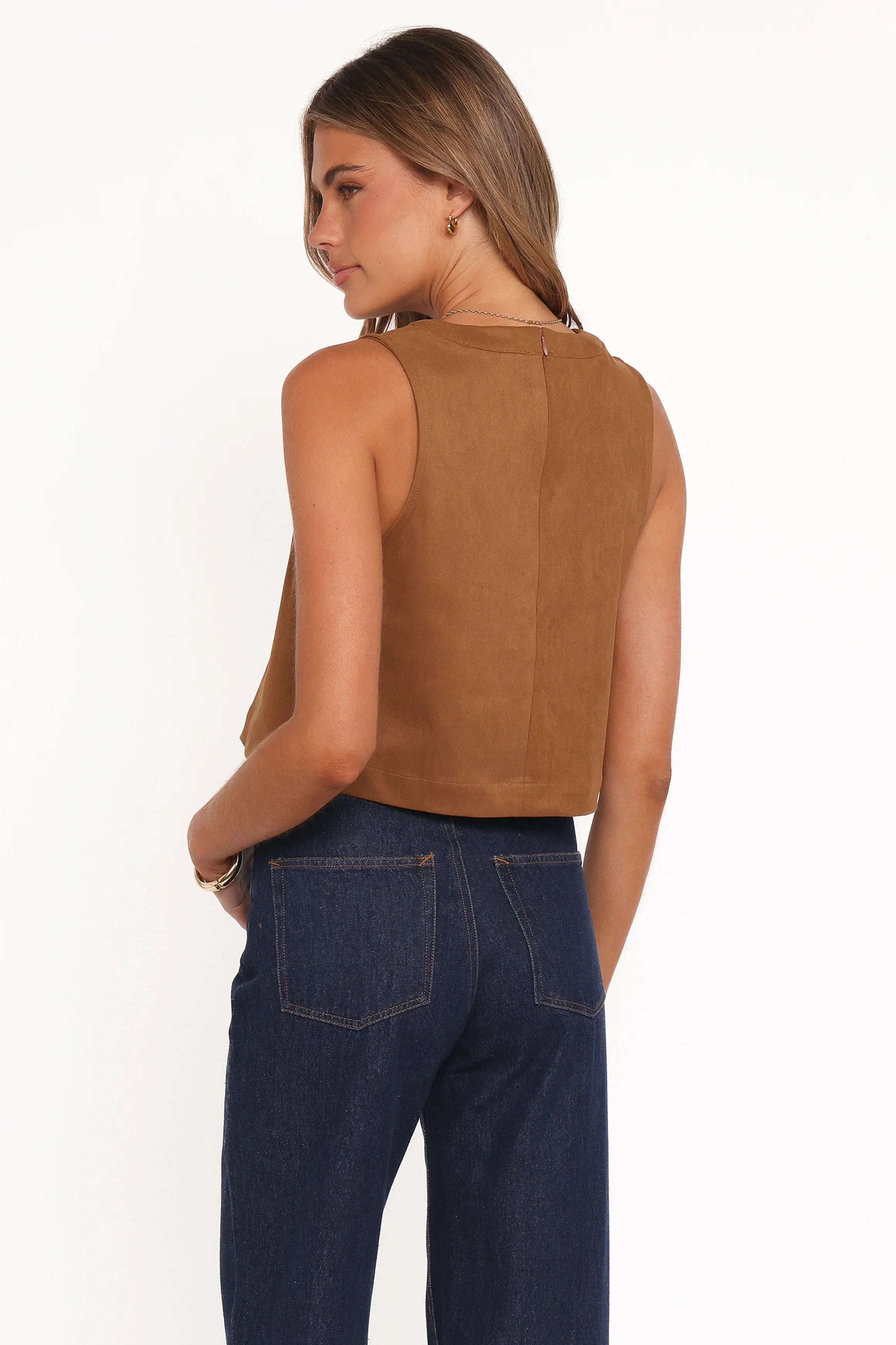 Charles Faux Sueded Top Camel