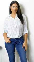 Drift Twist Stripe Shirt Chambray Blue