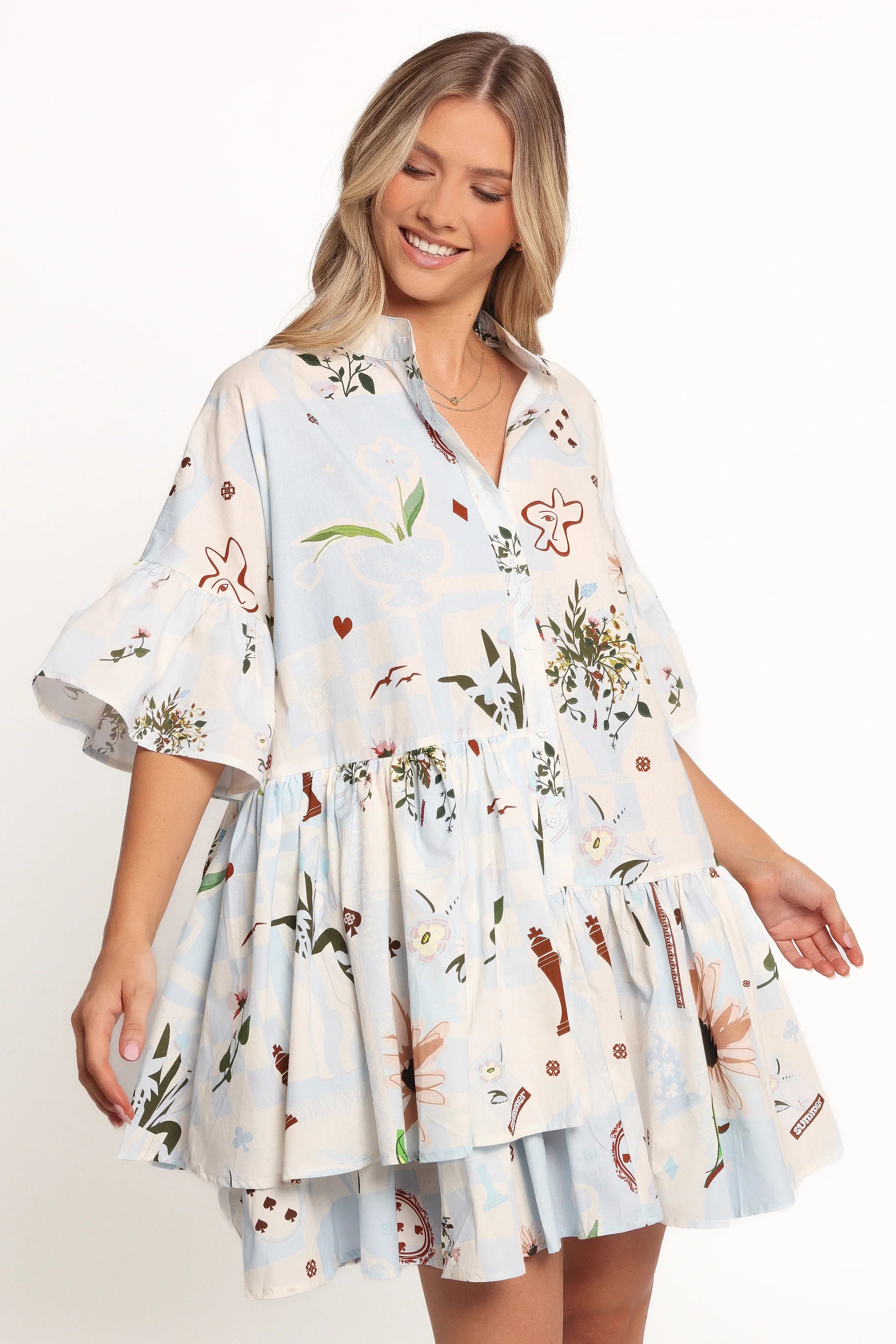 Marguerite Mini Dress Blue Floral