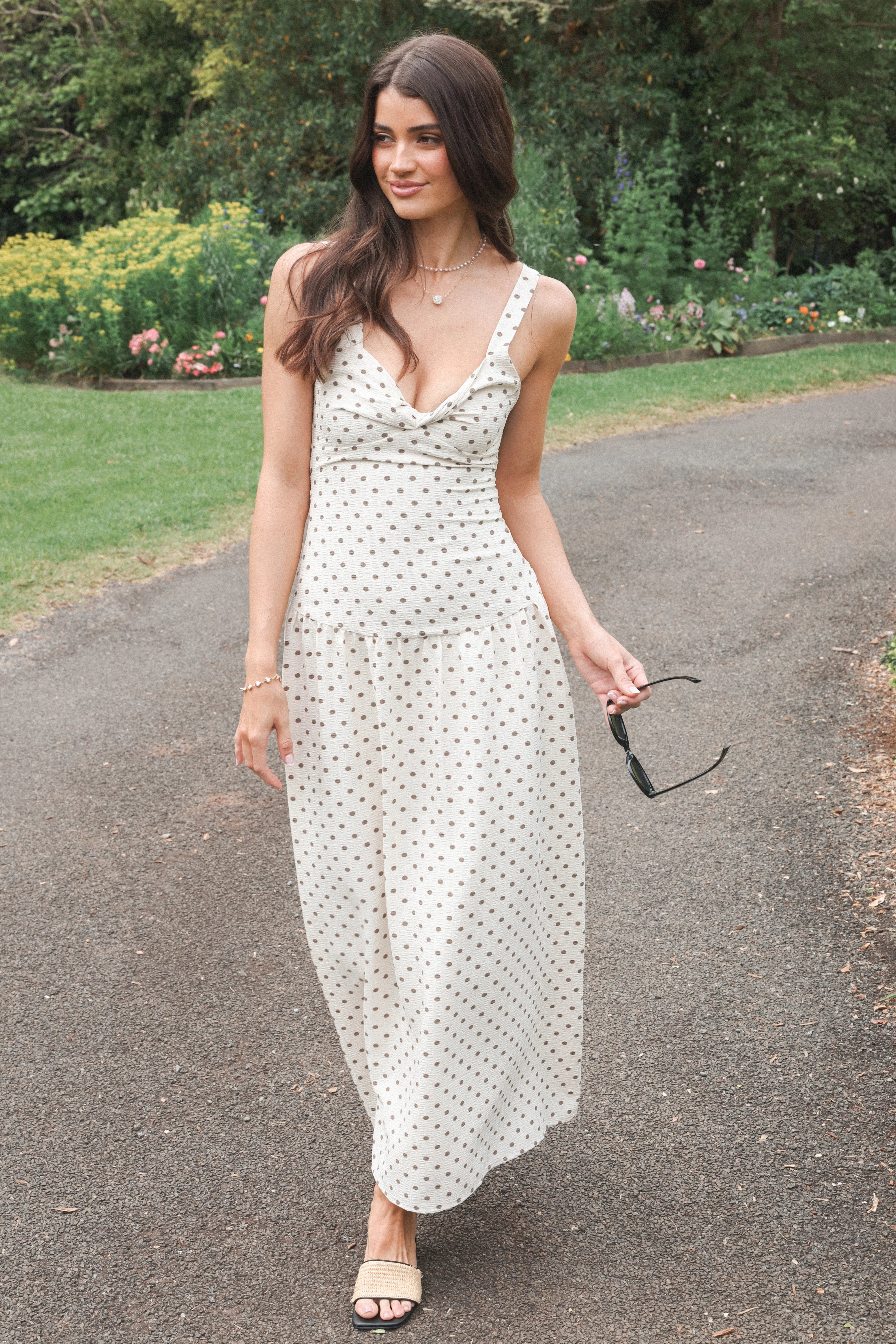 Sophina Midi Dress Brown Polka Dot