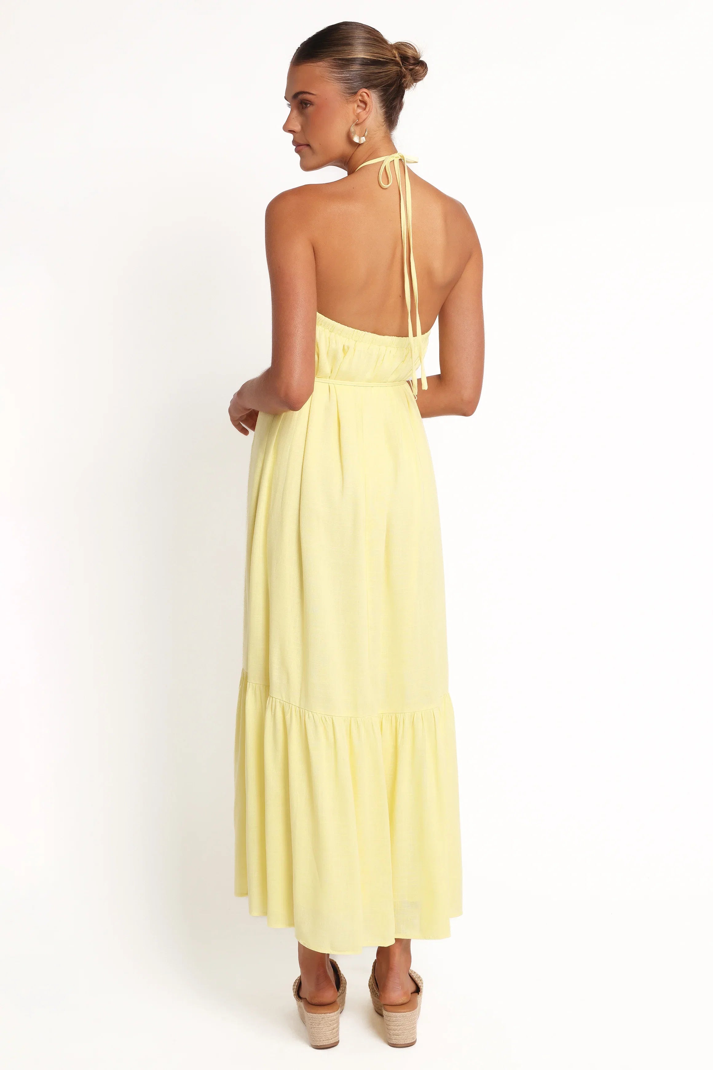 View Halterneck Maxi Dress Lemon