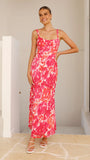 Margo Midi Dress Pink Red Floral