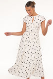 Darline Midi Dress White Polka Dot