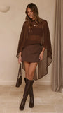 Carey Sheer Cape Poncho Brown