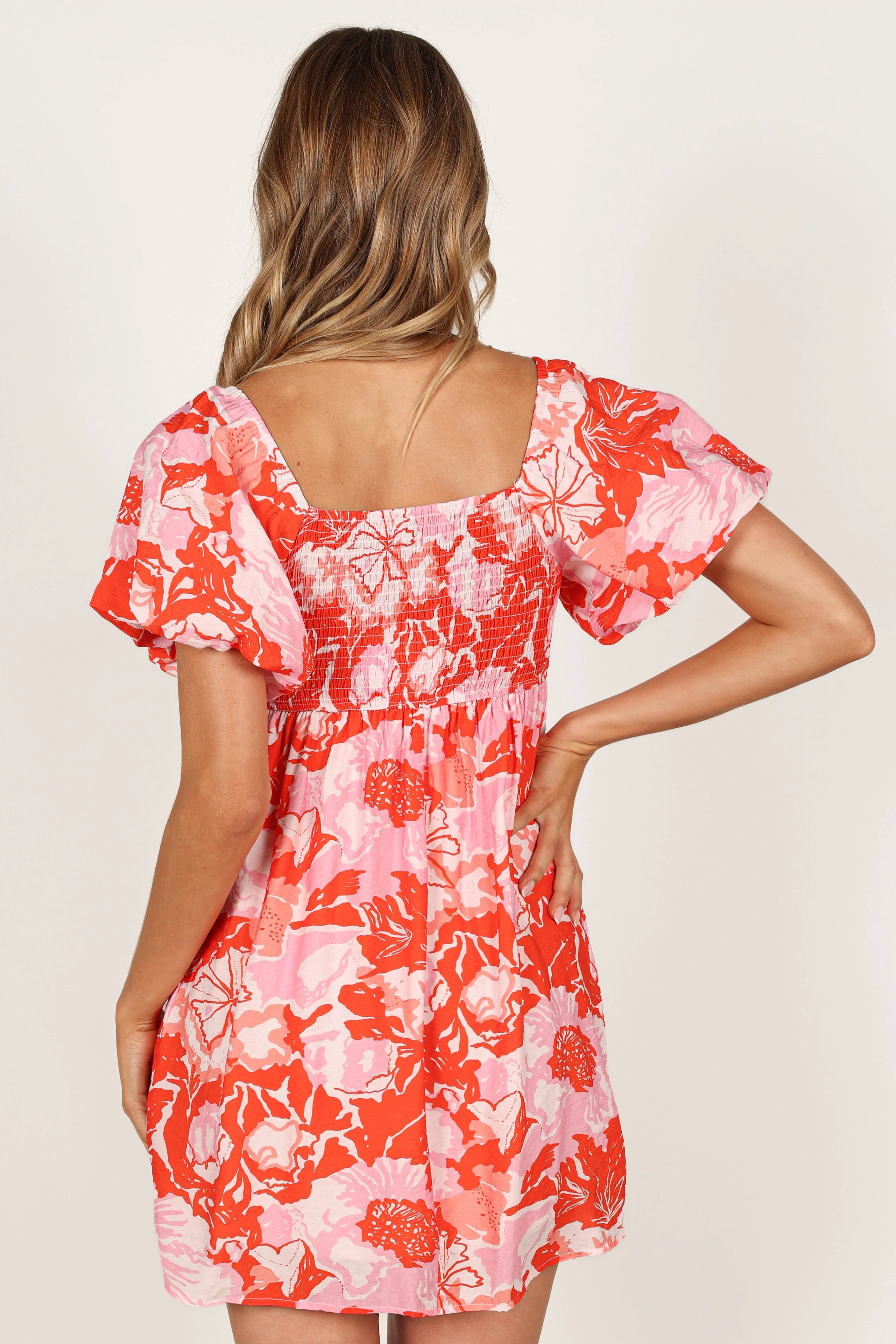 Maggie Mini Dress Pink Red Floral