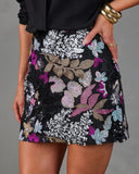 Afterdark Muse Floral Sequin Mini Skirt