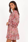 Reese Long Sleeve Mini Dress Pink Floral