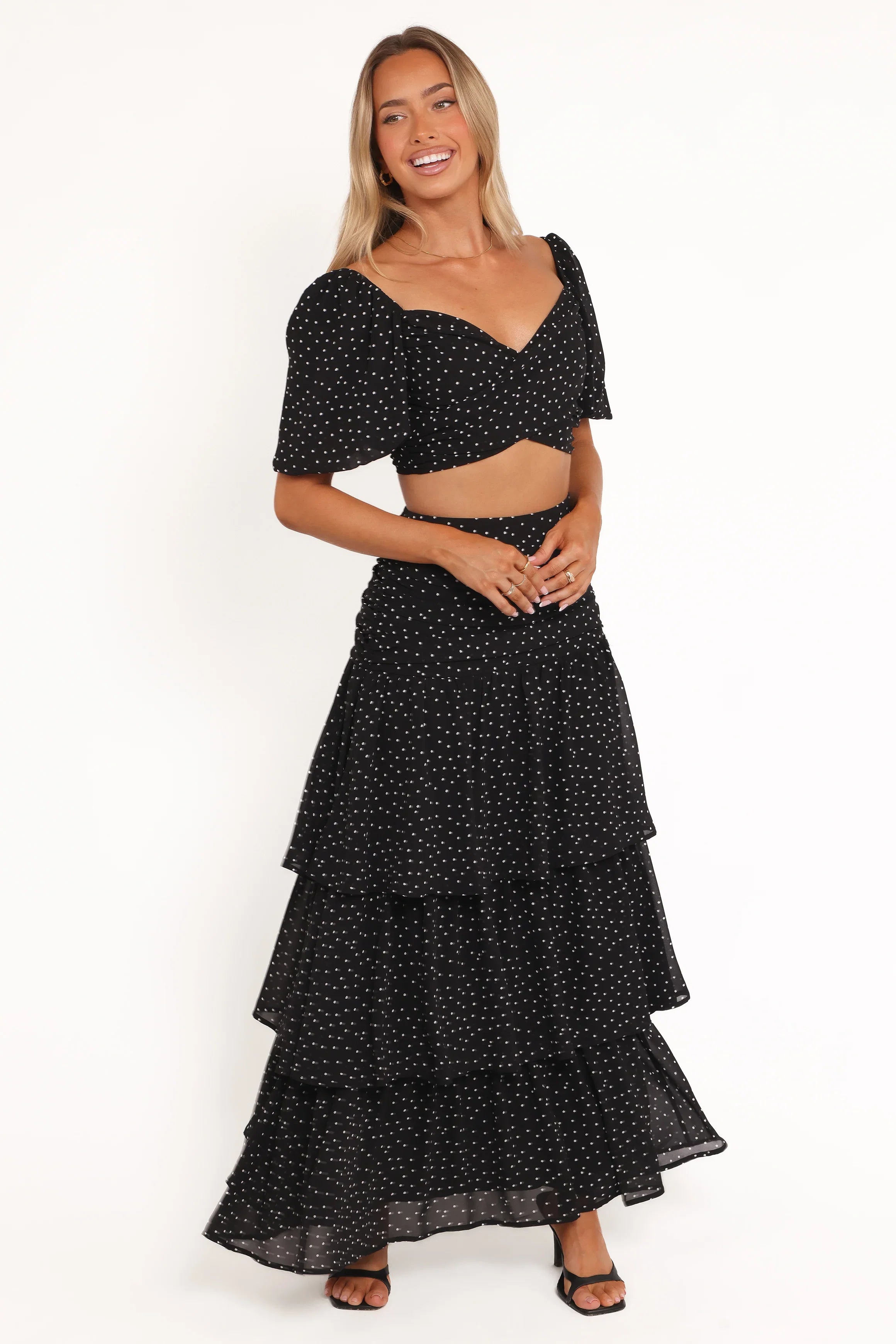 Selina Skirt Set Black Polka Dot