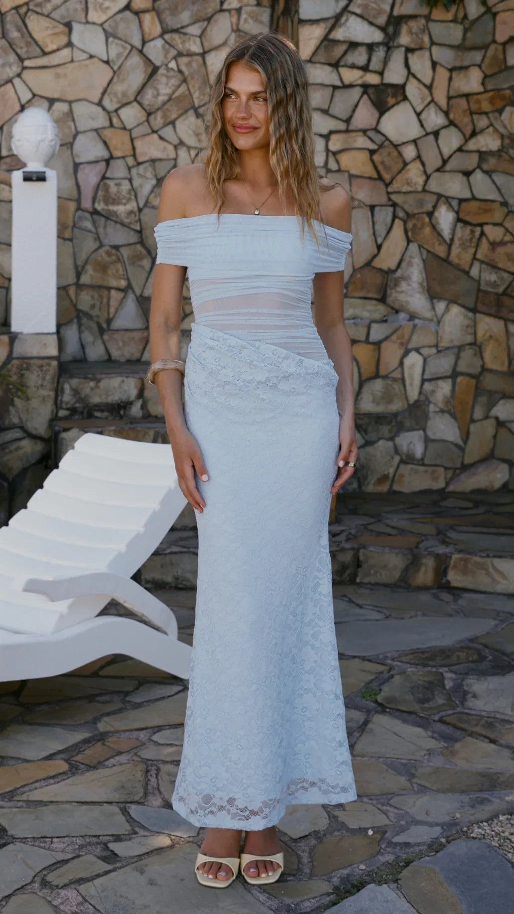 Tiarna Off The Shoulder Maxi Dress Blue