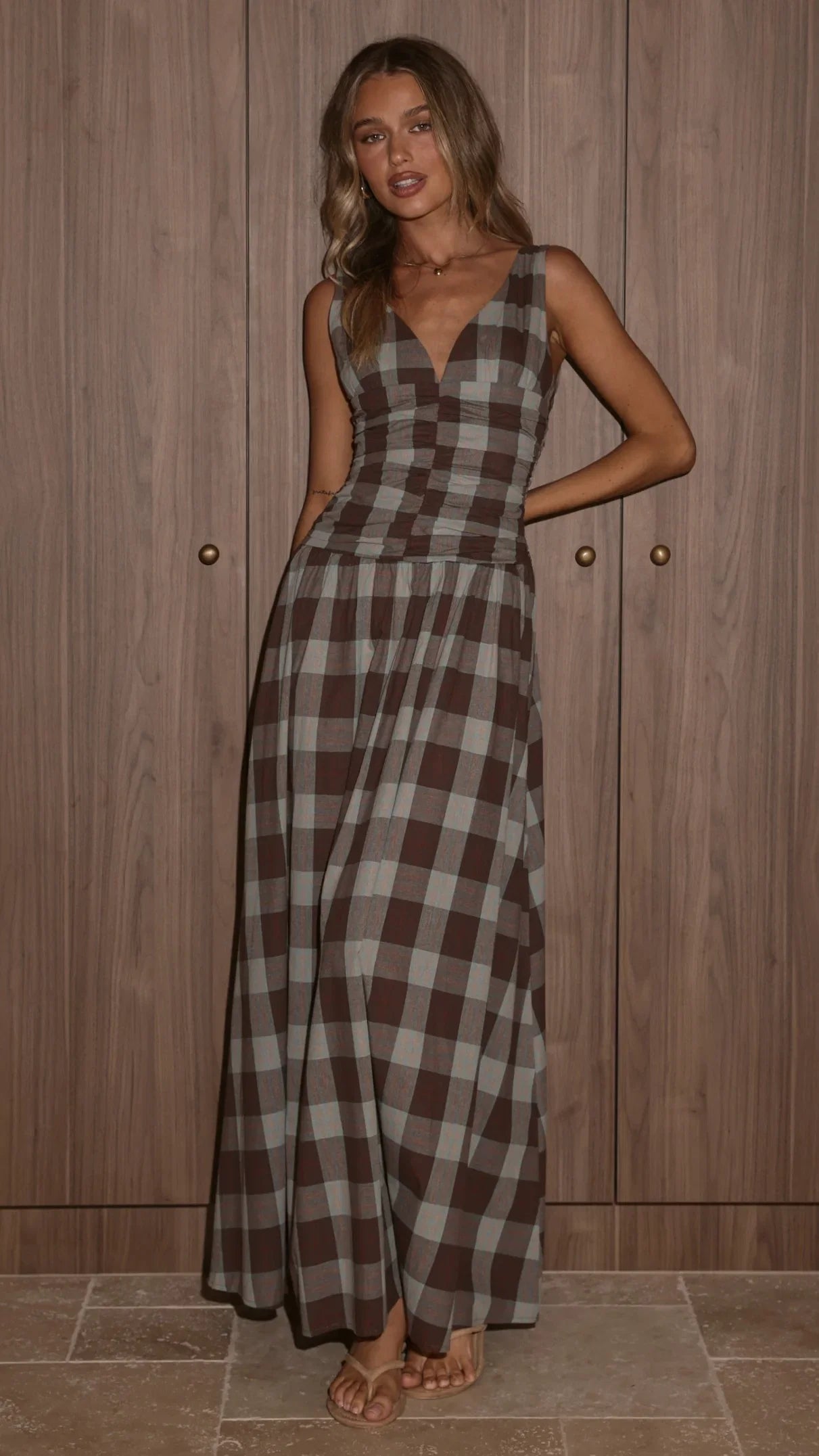 Sanya Maxi Dress Chocolate Check