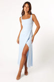 Nadea Faux Wrap Maxi Dress Blue