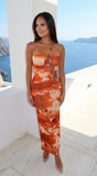 Nalani Floral Beaded Cut Out Maxi Dress Orange Multi